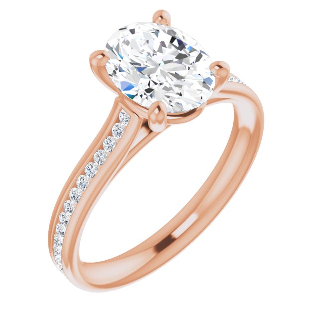 Oval Diamond Band Engagement Ring