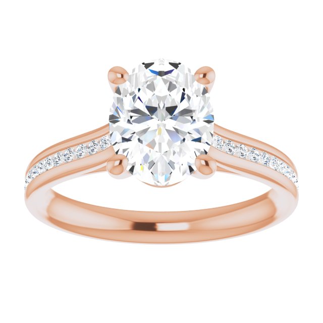 Oval Diamond Band Engagement Ring