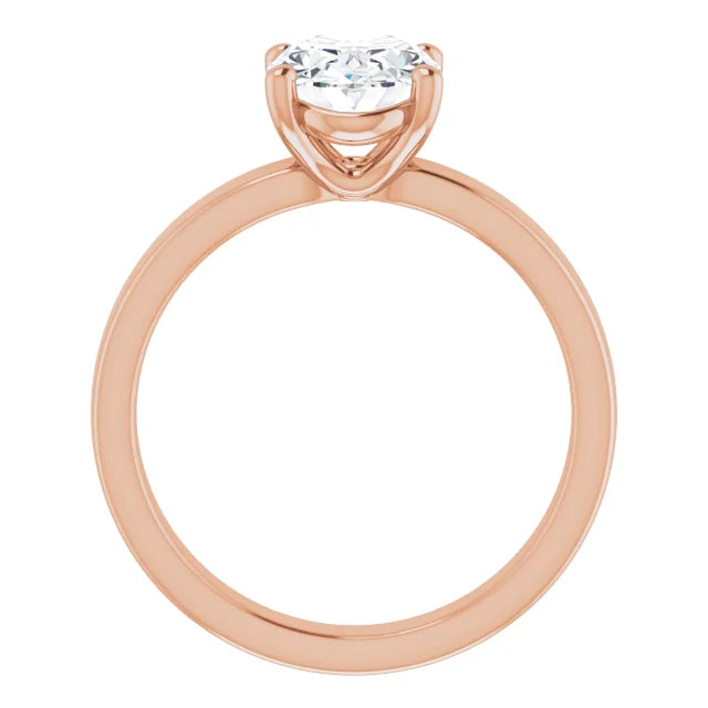 Oval Wide Band Solitaire Engagement Ring