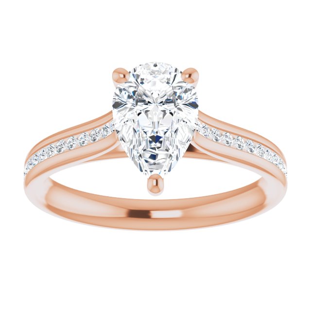 Pear Diamond Band Engagement Ring
