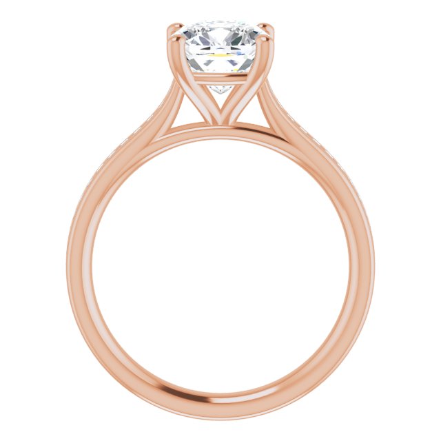 Cushion & Diamond Band Engagement Ring