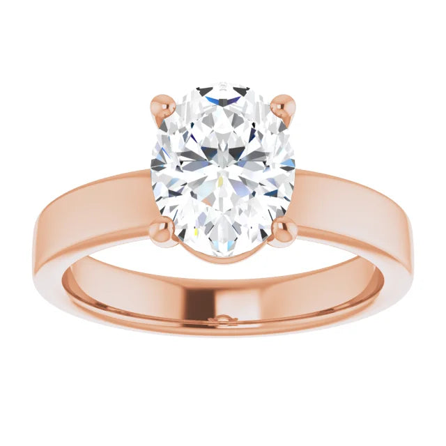Oval Wide Band Solitaire Engagement Ring