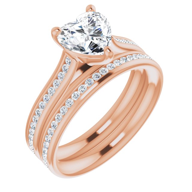 Heart Diamond Band Engagement Ring
