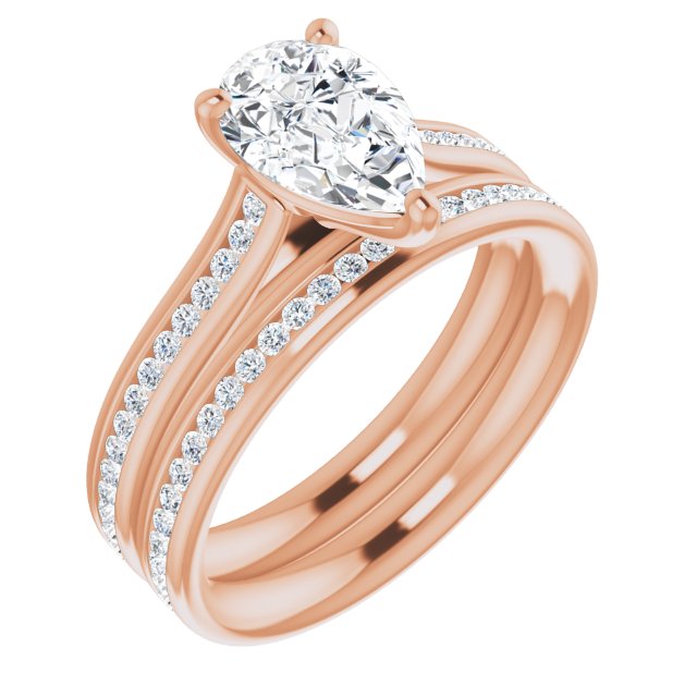 Pear Diamond Band Engagement Ring
