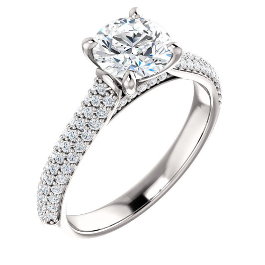 Round Brilliant Pave Style Engagement Ring - I Heart Moissanites
