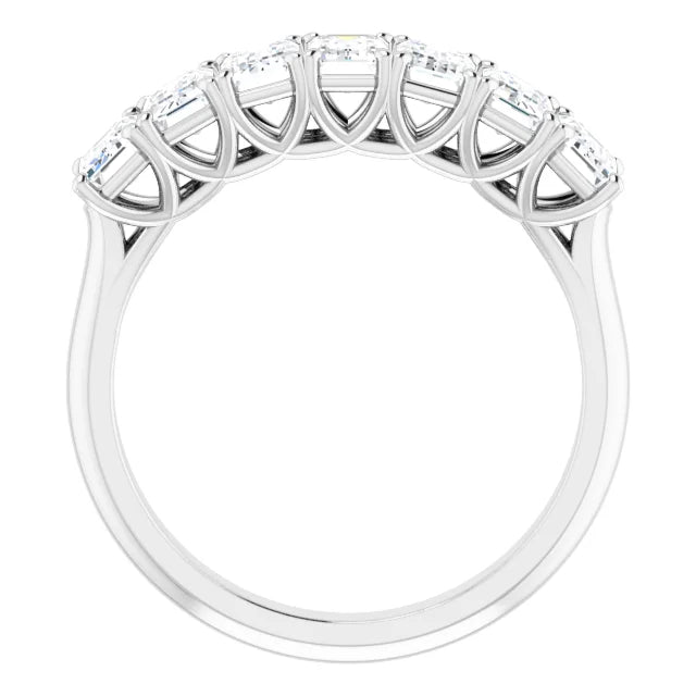 Seven Stone Emerald Cut Moissanite Anniversary Band