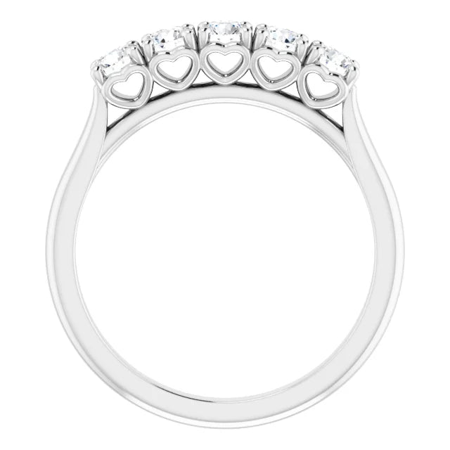 Five Stone Round Brilliant Moissanite Anniversary Band
