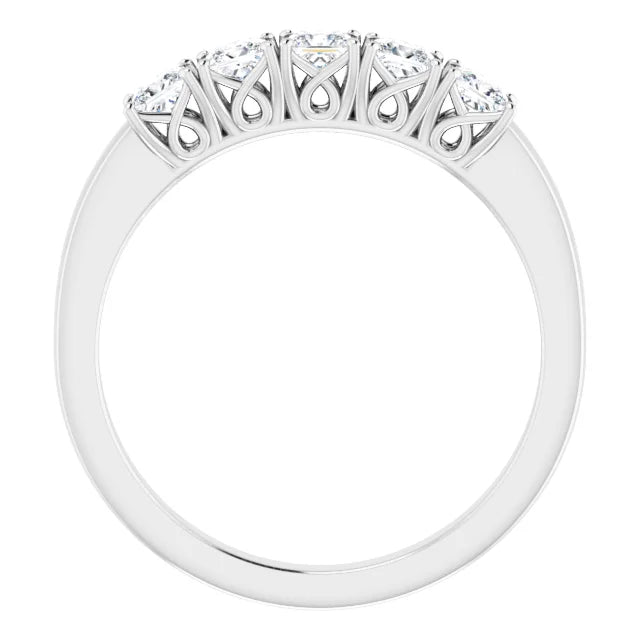 Five Stone Princess Cut Moissanite Anniversary Band