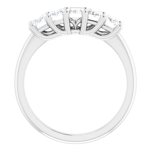 Five Stone Emerald Cut Moissanite Anniversary Band