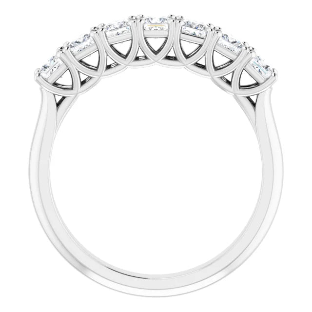 Seven Stone Princess Cut Moissanite Anniversary Band