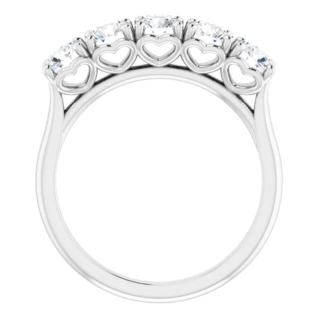 Five Stone Round Brilliant Moissanite Anniversary Band