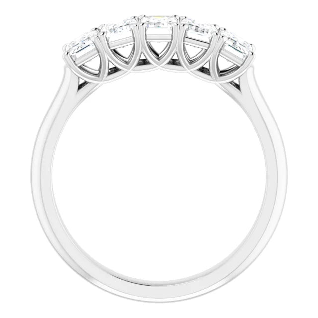 Five Stone Emerald Cut Moissanite Anniversary Band