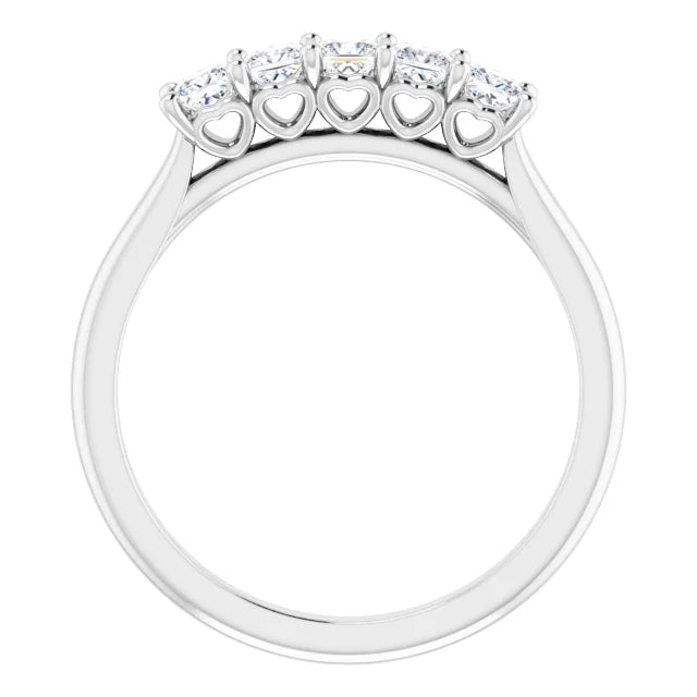 Five Stone Princess Cut Moissanite Anniversary Band