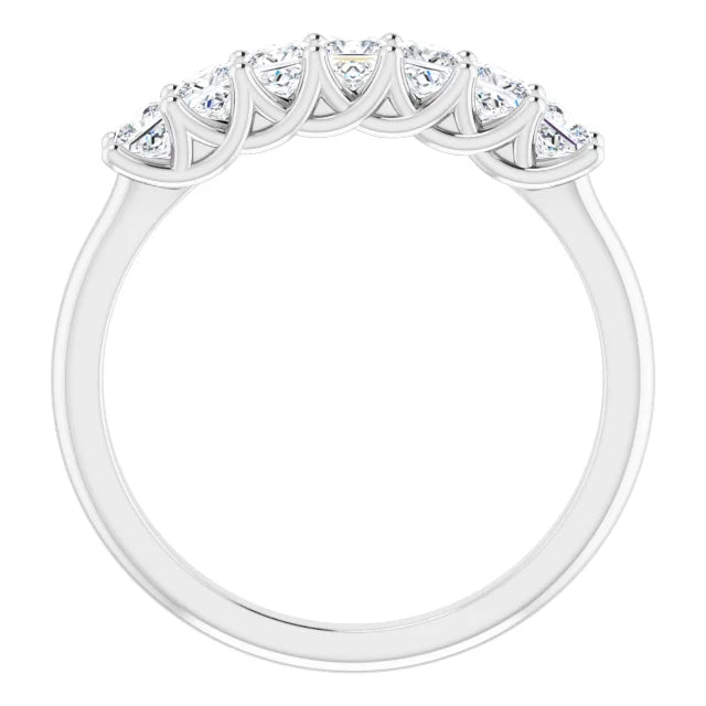 Seven Stone Princess Cut Moissanite Anniversary Band