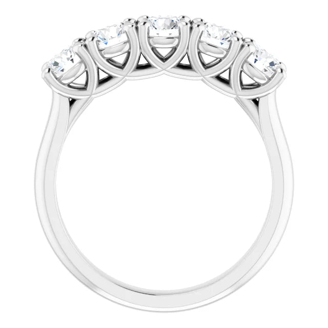 Five Stone Round Brilliant Moissanite Anniversary Band
