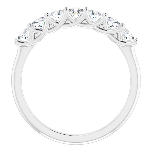 Seven Stone Cushion Cut Moissanite Anniversary Band
