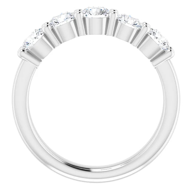 Five Stone Round Brilliant Moissanite Anniversary Band