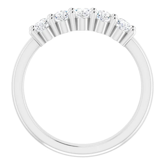 Five Stone Oval Cut Moissanite Anniversary Band