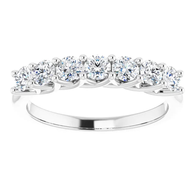 Seven Stone Round Brilliant Moissanite Anniversary Band