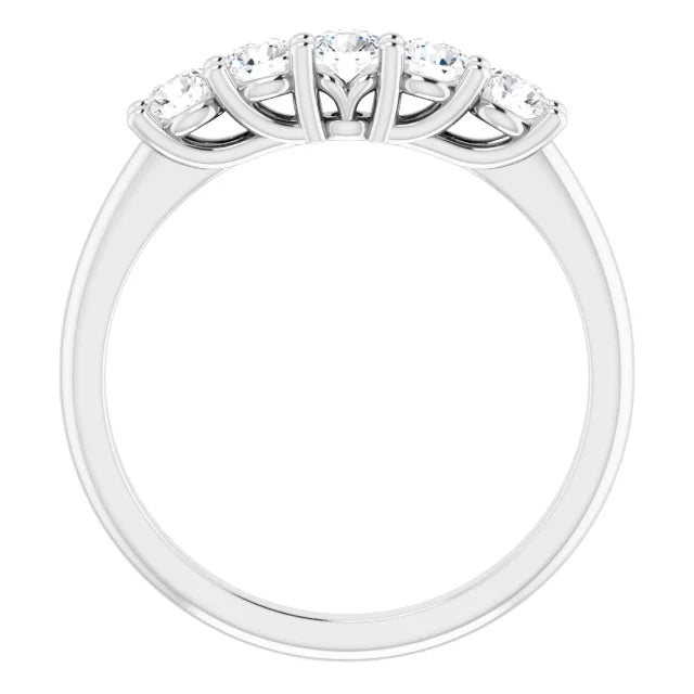 Five Stone Round Brilliant Moissanite Anniversary Band