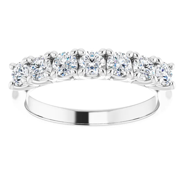 Seven Stone Round Brilliant Moissanite Anniversary Band