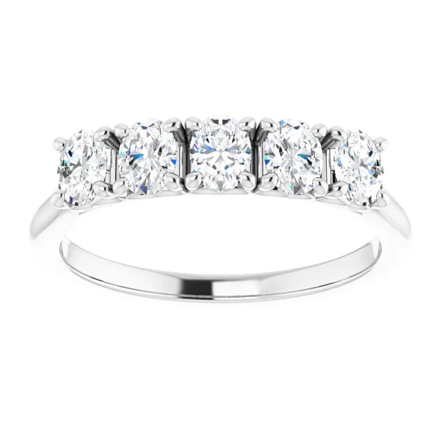 Five Stone Oval Cut Moissanite Anniversary Band