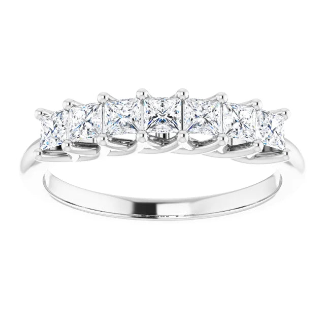 Seven Stone Princess Cut Moissanite Anniversary Band