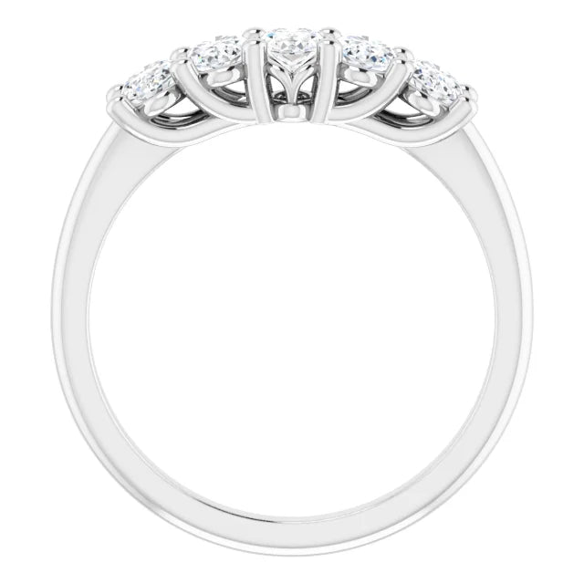 Five Stone Oval Cut Moissanite Anniversary Band