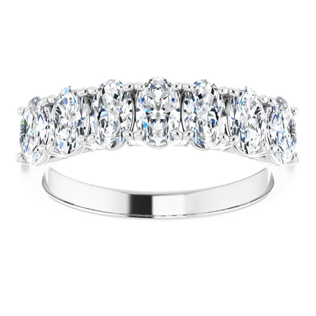 Seven Stone Oval Cut Moissanite Anniversary Band