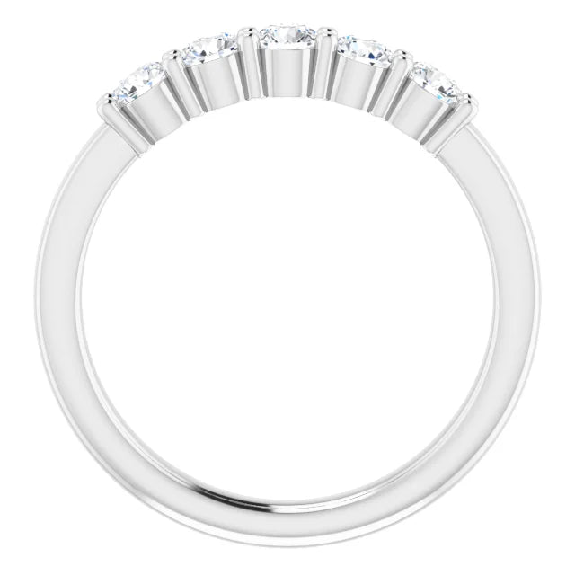 Five Stone Round Brilliant Moissanite Anniversary Band
