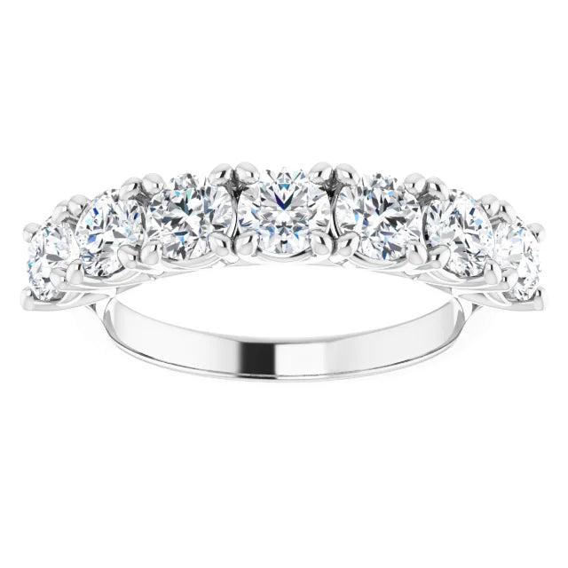 Seven Stone Round Brilliant Moissanite Anniversary Band