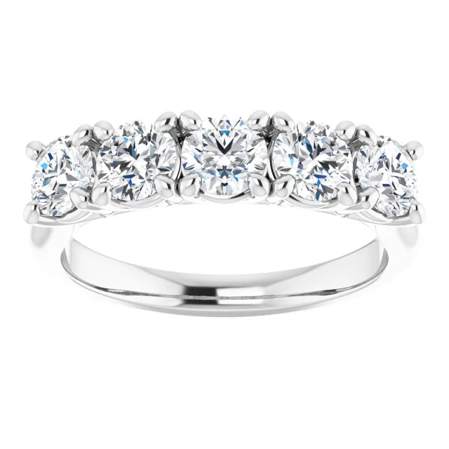 Five Stone Round Brilliant Moissanite Anniversary Band