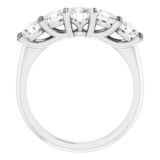 Five Stone Round Brilliant Moissanite Anniversary Band