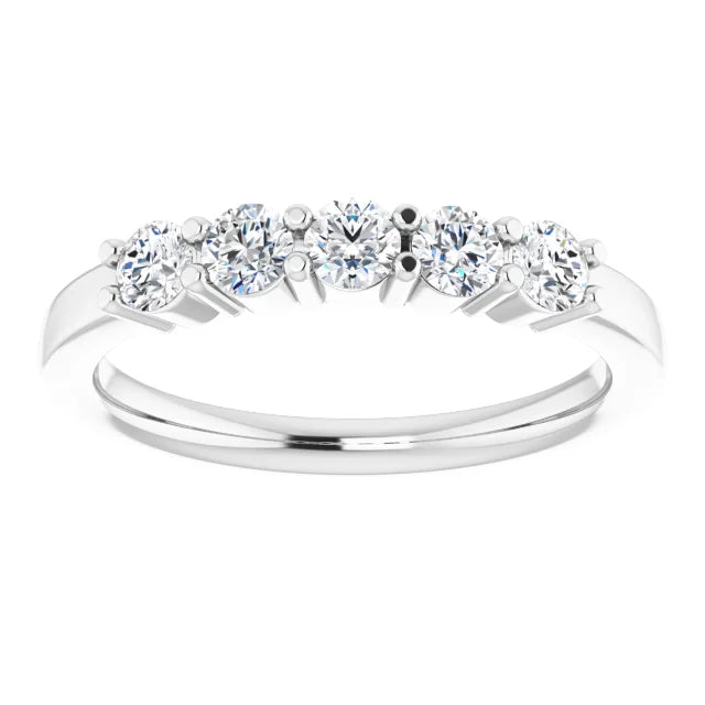 Five Stone Round Brilliant Moissanite Anniversary Band