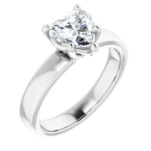 Heart Wide Band Solitaire Engagement Ring