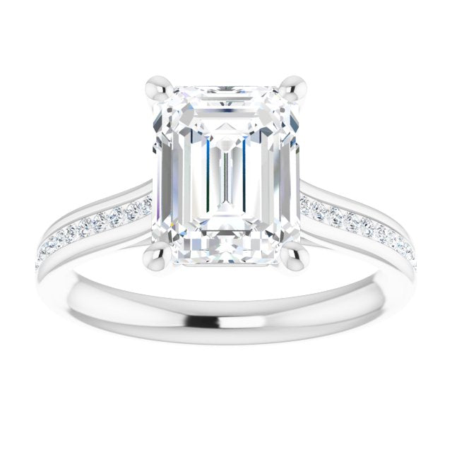 Emerald Diamond Band Engagement Ring
