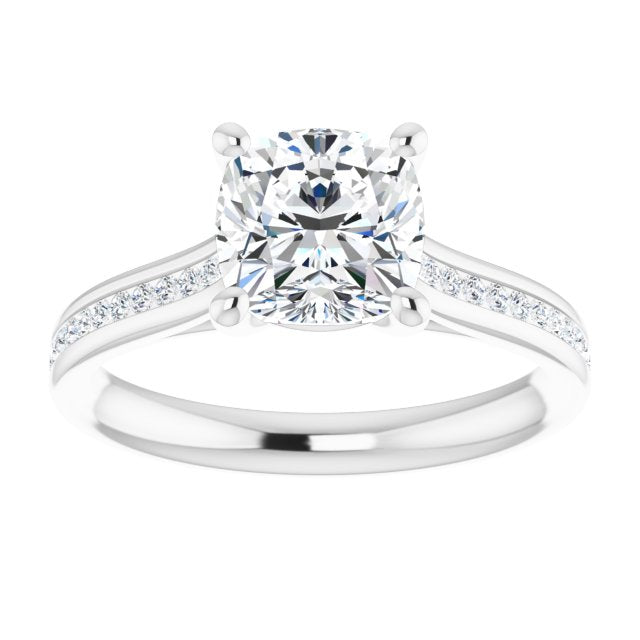 Cushion & Diamond Band Engagement Ring