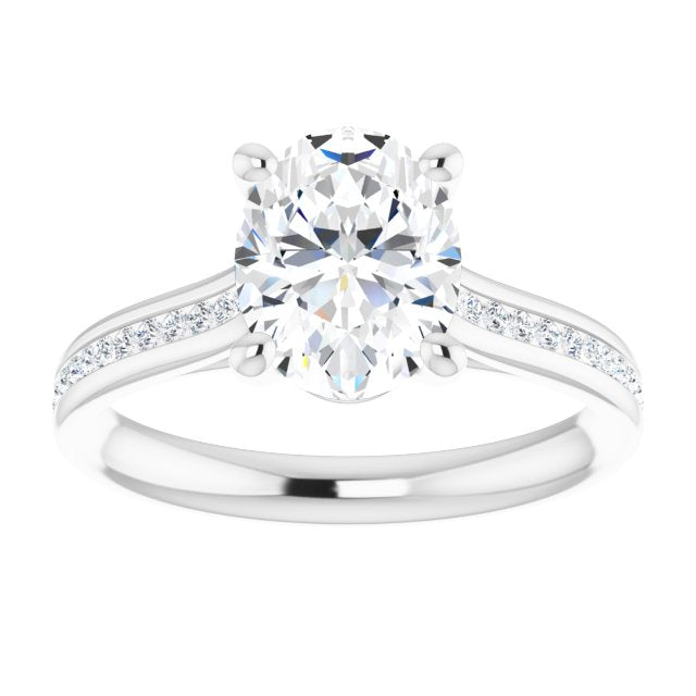 Oval Diamond Band Engagement Ring