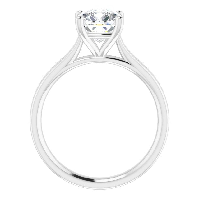 Cushion & Diamond Band Engagement Ring