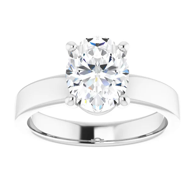 Oval Wide Band Solitaire Engagement Ring