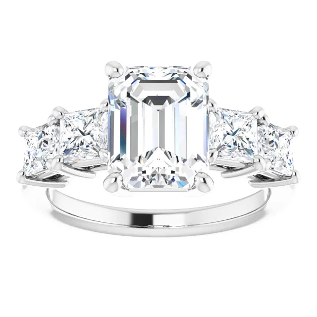Emerald Multi Stone Accent Style Engagement Ring
