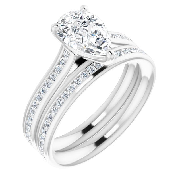 Pear Diamond Band Engagement Ring