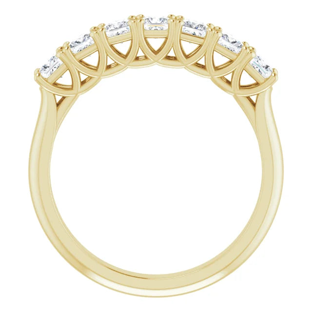 Seven Stone Princess Cut Moissanite Anniversary Band