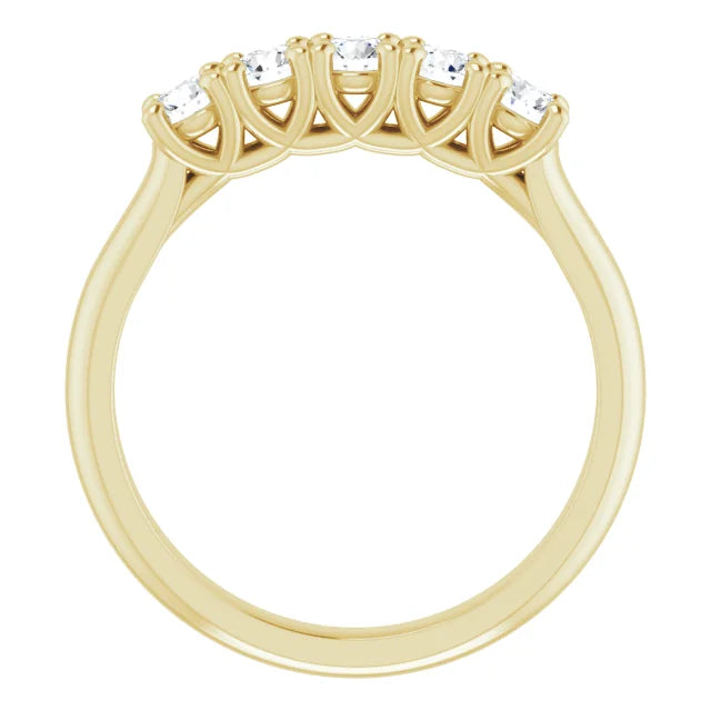 Five Stone Round Brilliant Moissanite Anniversary Band