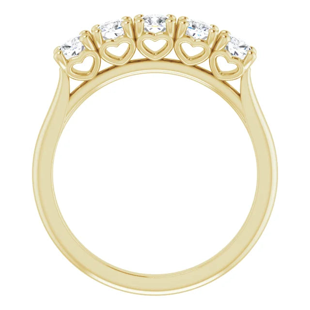 Five Stone Cushion Cut Moissanite Anniversary Band