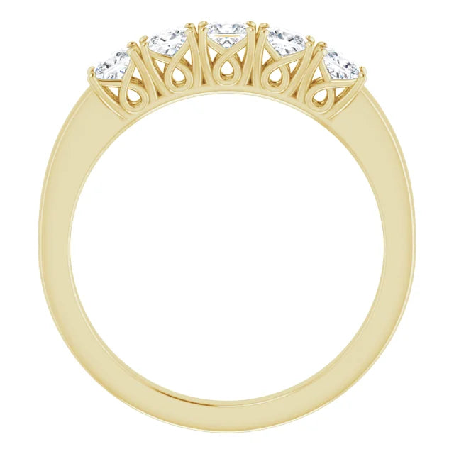 Five Stone Princess Cut Moissanite Anniversary Band