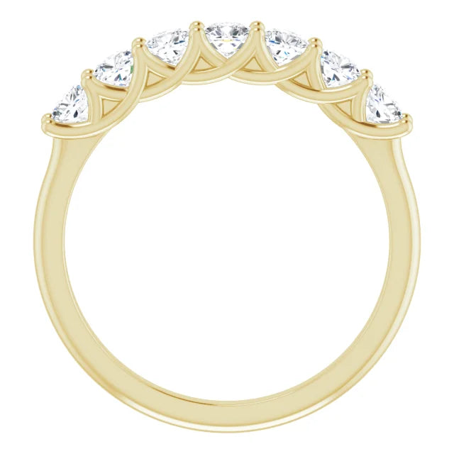 Seven Stone Cushion Cut Moissanite Anniversary Band