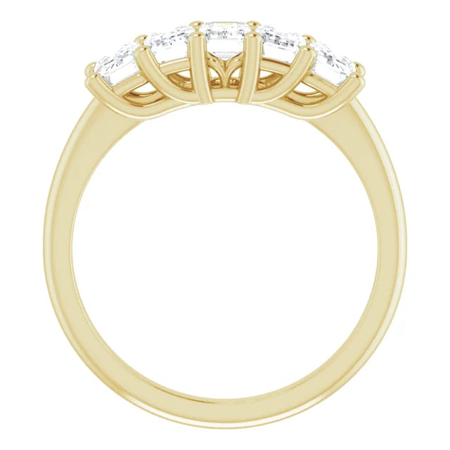 Five Stone Emerald Cut Moissanite Anniversary Band