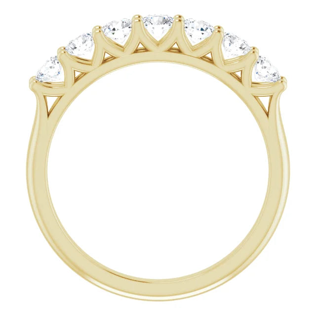 Seven Stone Round Brilliant Moissanite Anniversary Band