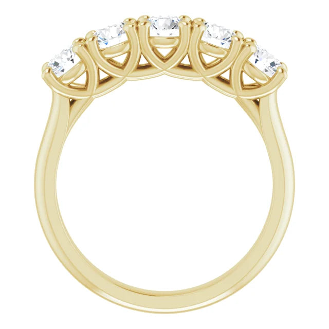 Five Stone Round Brilliant Moissanite Anniversary Band